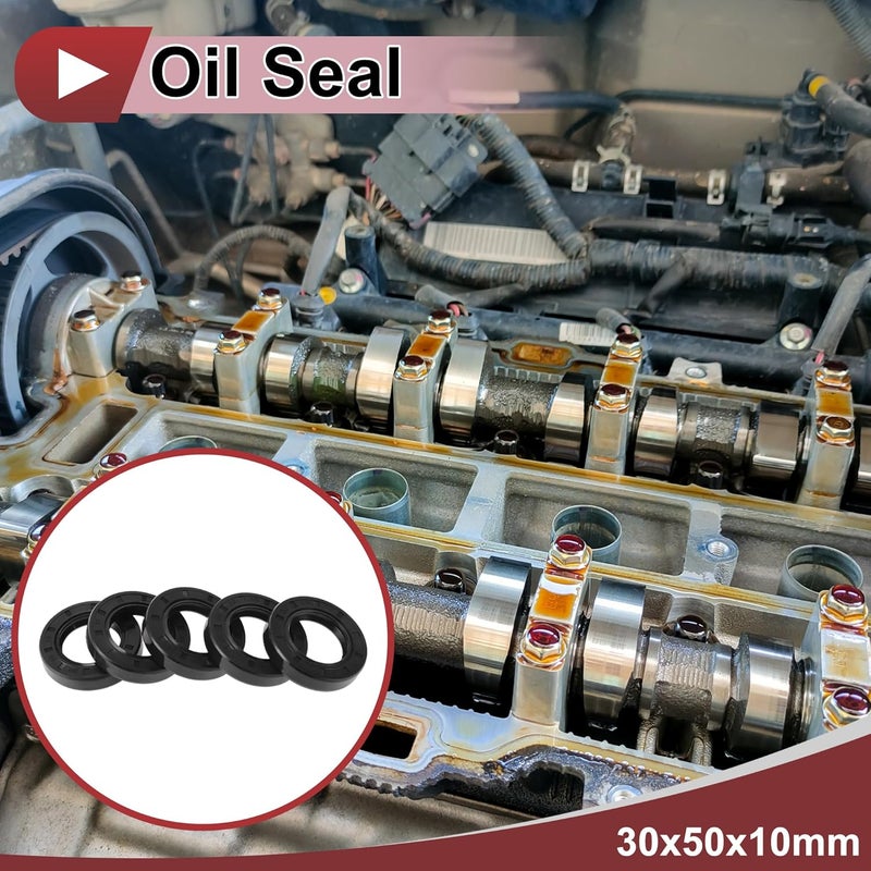 HEROFFIX 5 Pcs Rotary Shaft Seal High Pressure Oil Seal 30x50x10mm Black Nitrile 70 Durometer Rubber - Image 2
